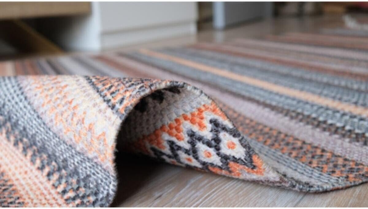 Area Rug Double Sided Fringed Brown Cotton Blend 49x49cm Modern Style Living Room Rug - Brown, 31x118 inch