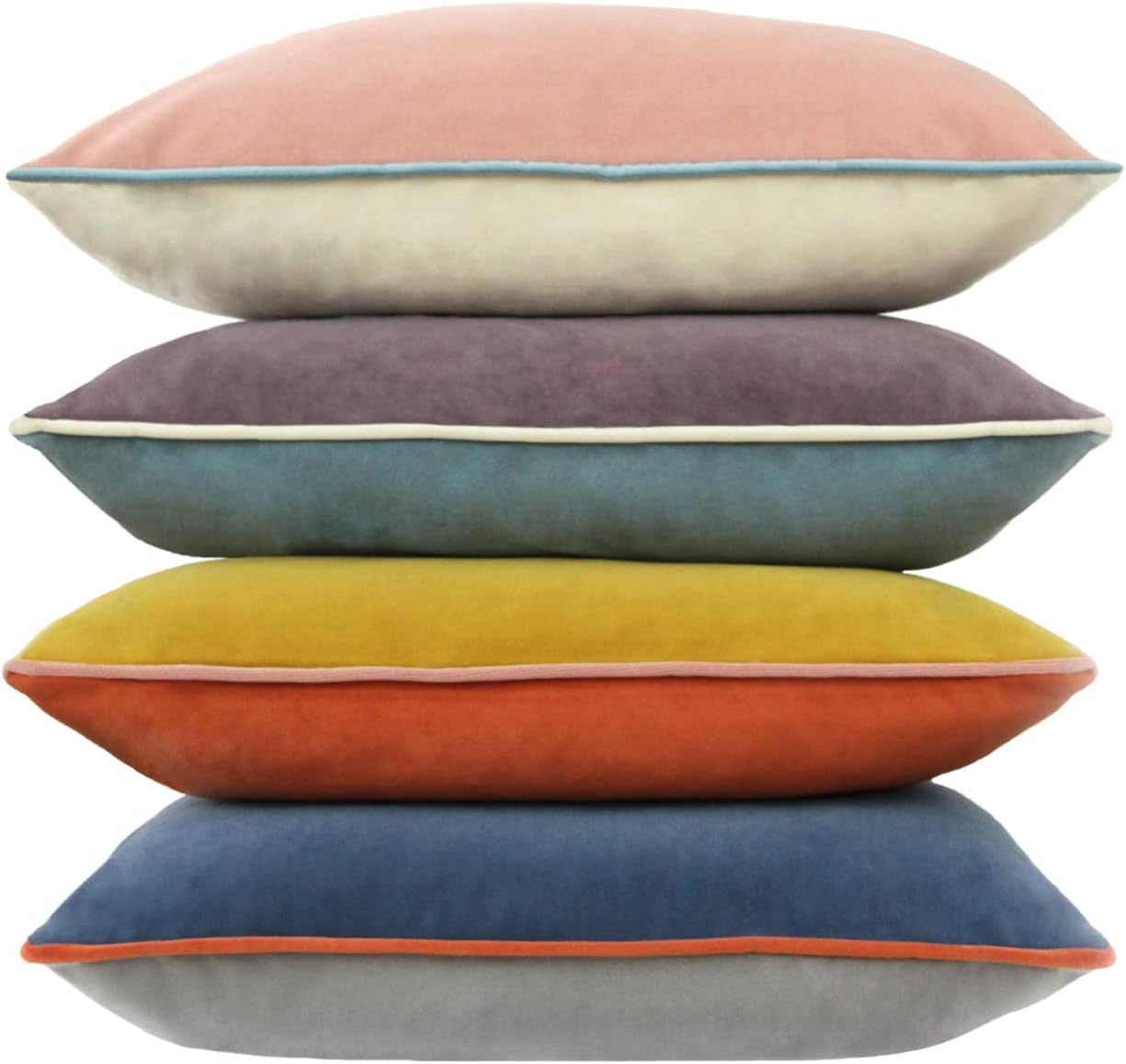Btyrle Velvet Throw Pillow Covers 18x18 Inch Set of 4 Decorative Velour Pillowcases Double-Colored Cushion Covers for Sofa Couch,Warm-Edge