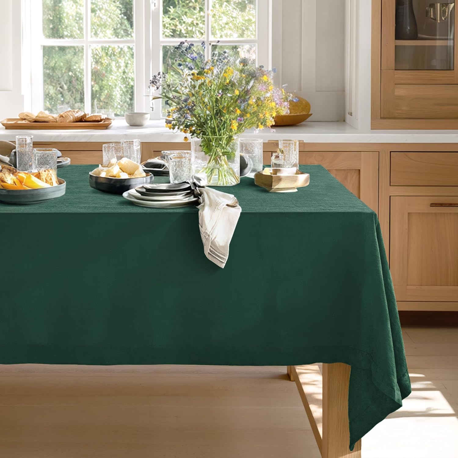 Linen World Linen Tablecloth,100% French Linen Natural Tablecloth 108" x 60" Inch,Washable Rectangular Tablecloth for Dining,Outdoor,Weddings and Restaurants,Decorative Thanksgiving Christmas