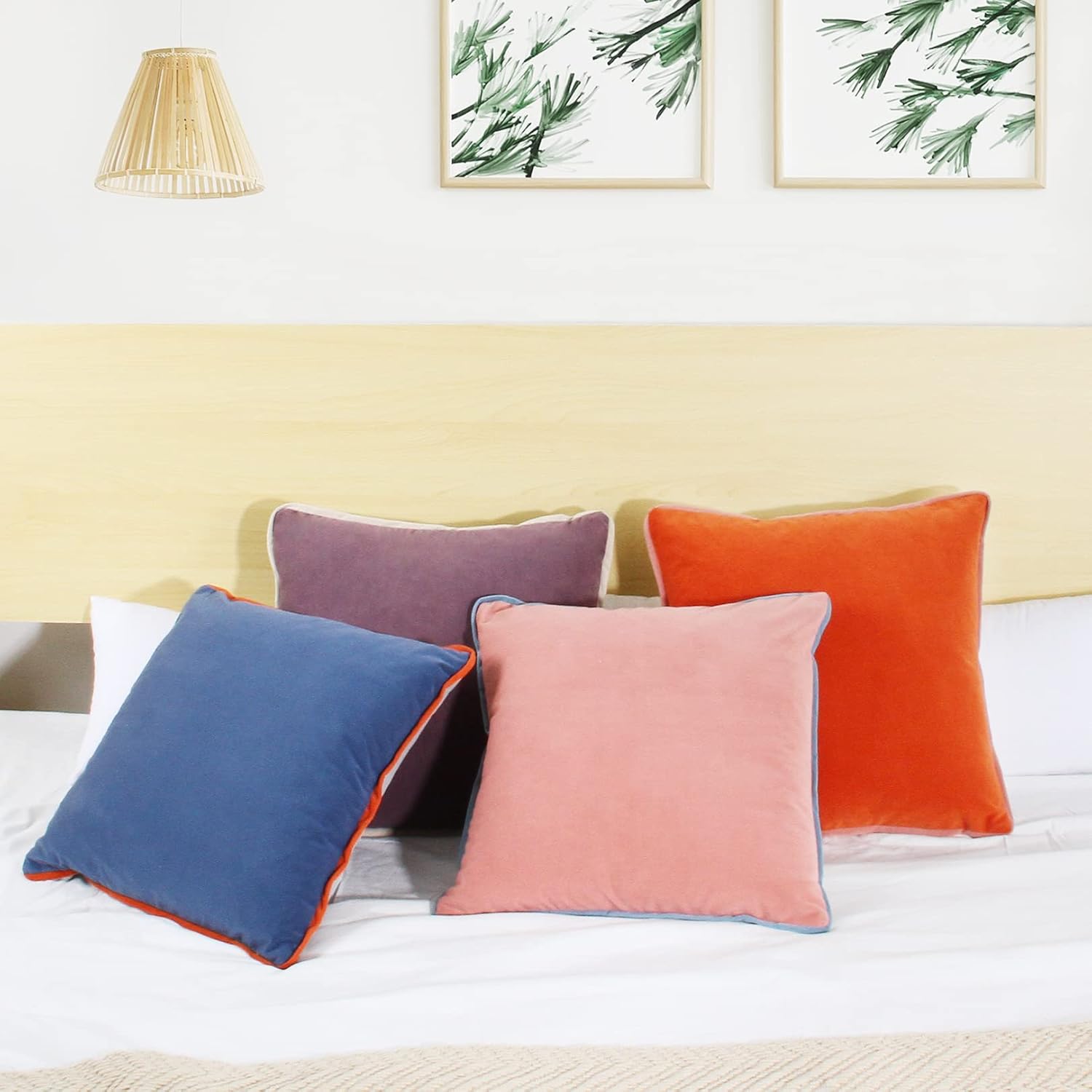 Btyrle Velvet Throw Pillow Covers 18x18 Inch Set of 4 Decorative Velour Pillowcases Double-Colored Cushion Covers for Sofa Couch,Warm-Edge