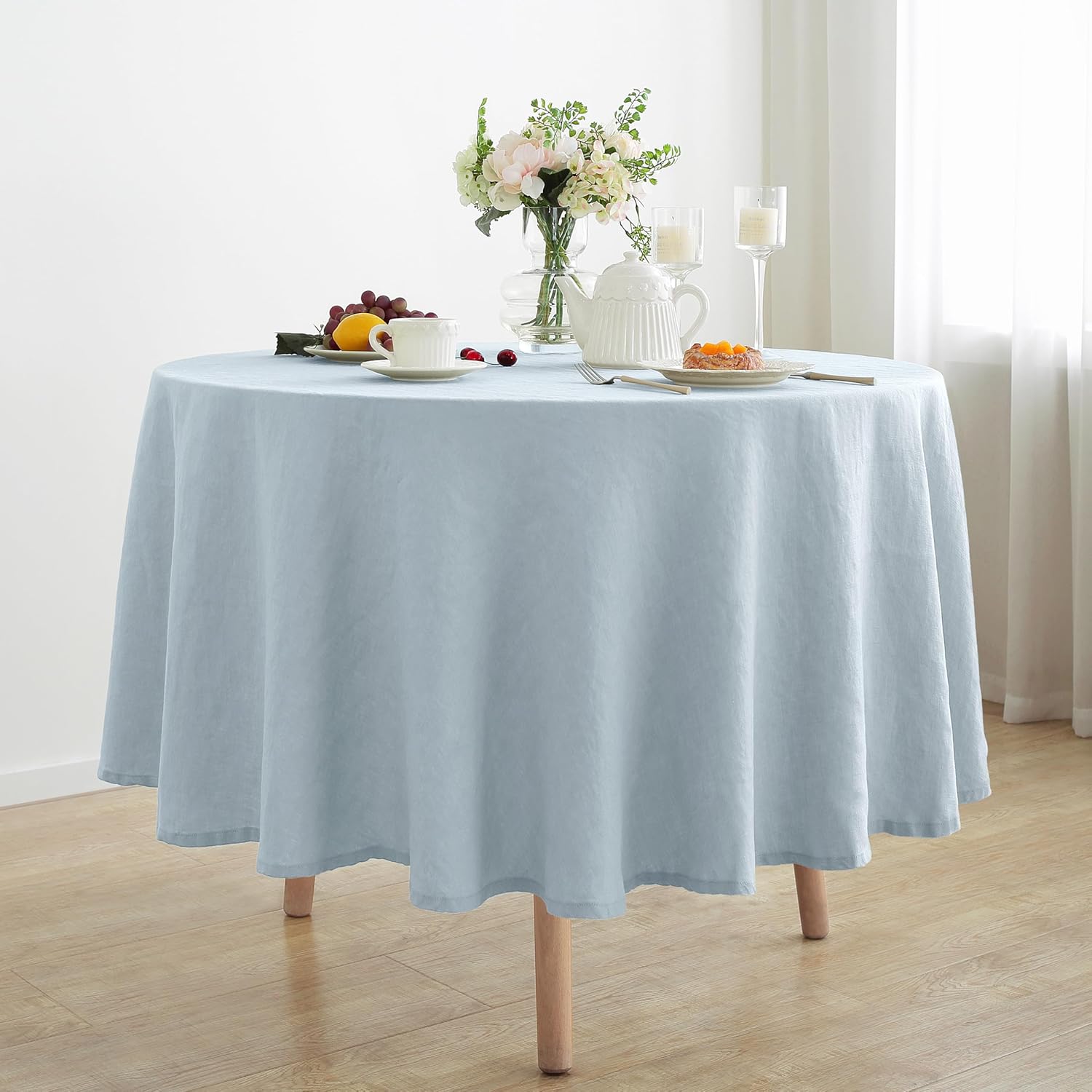 Linen World Linen Tablecloth,100% French Linen Natural Tablecloth 108" x 60" Inch,Washable Rectangular Tablecloth for Dining,Outdoor,Weddings and Restaurants,Decorative Thanksgiving Christmas
