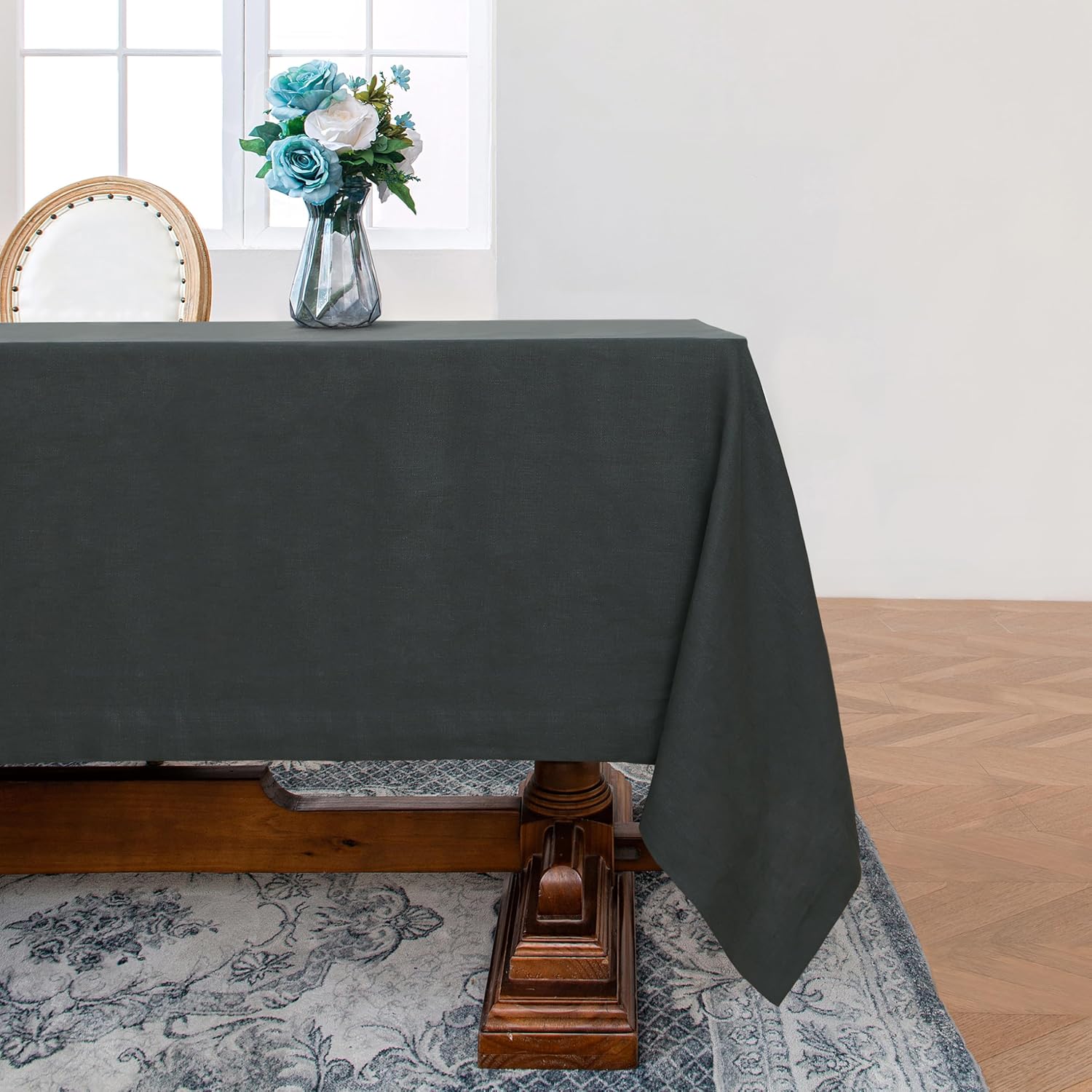 Linen World Linen Tablecloth,100% French Linen Natural Tablecloth 108" x 60" Inch,Washable Rectangular Tablecloth for Dining,Outdoor,Weddings and Restaurants,Decorative Thanksgiving Christmas