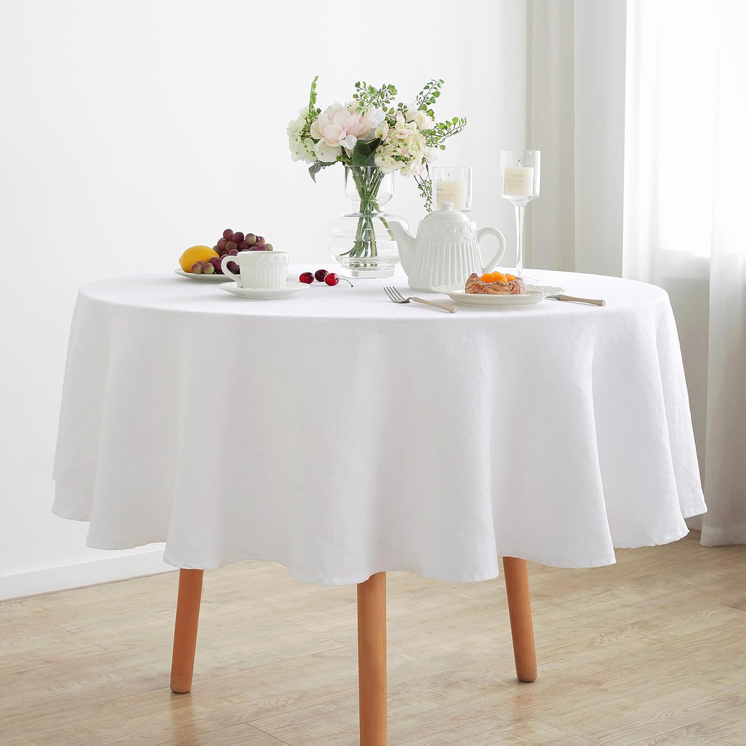 Linen World Linen Tablecloth,100% French Linen Natural Tablecloth 108" x 60" Inch,Washable Rectangular Tablecloth for Dining,Outdoor,Weddings and Restaurants,Decorative Thanksgiving Christmas