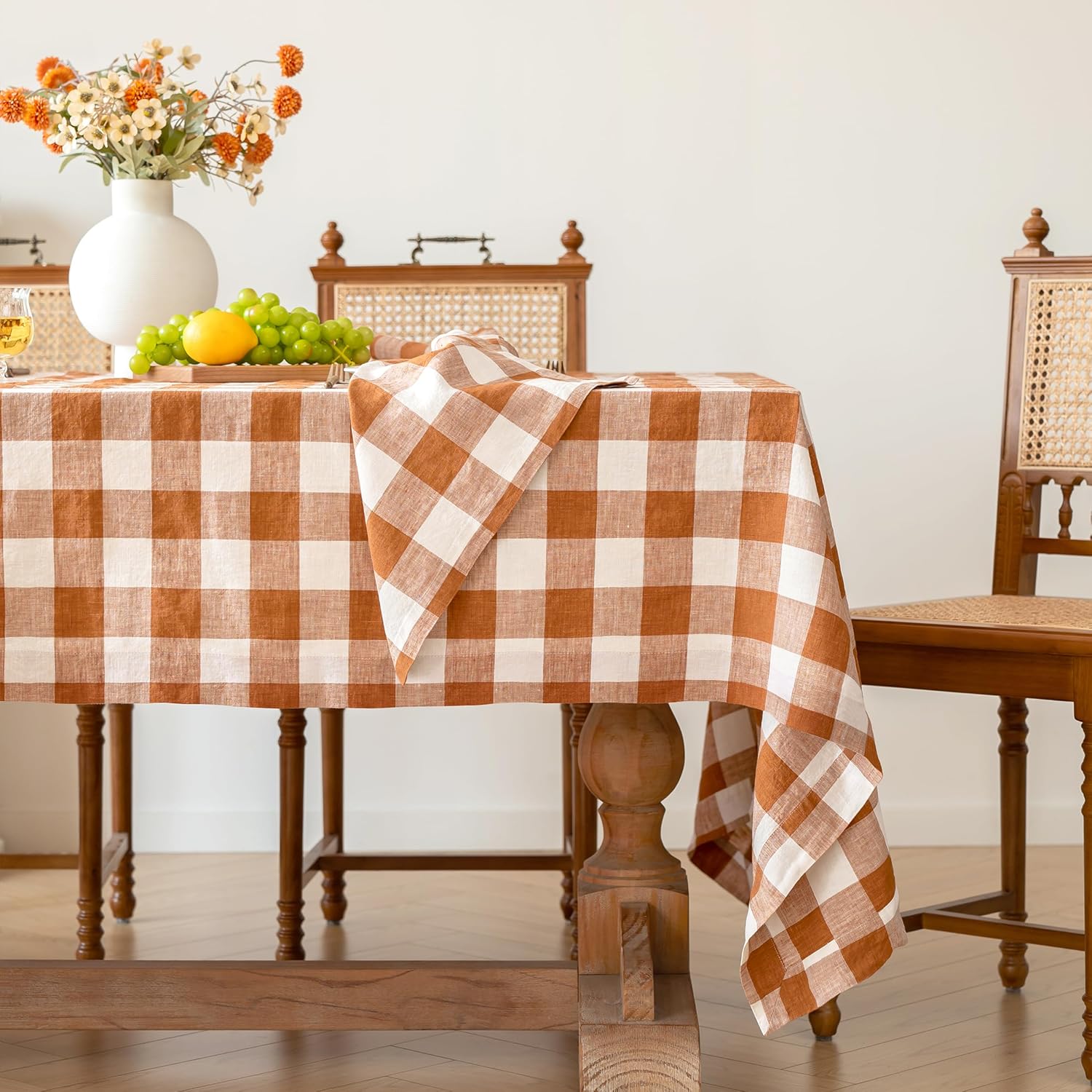 Linen World Linen Tablecloth,100% French Linen Natural Tablecloth 108" x 60" Inch,Washable Rectangular Tablecloth for Dining,Outdoor,Weddings and Restaurants,Decorative Thanksgiving Christmas